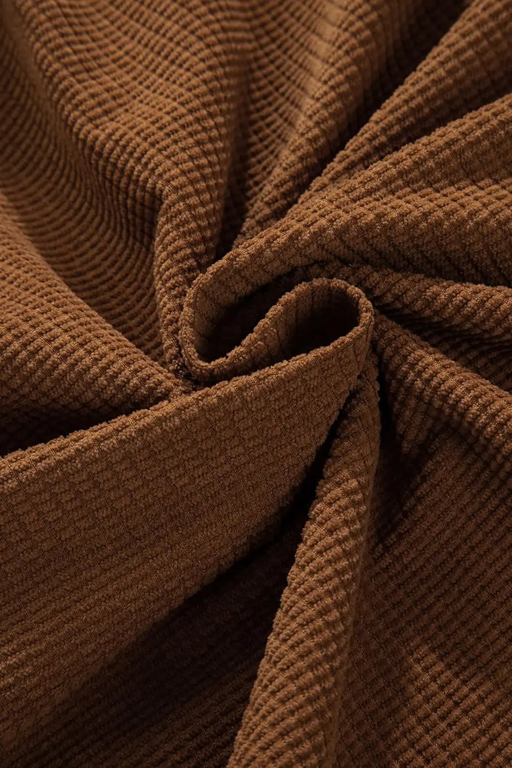 Brown textured shacket with pockets - Love Salve